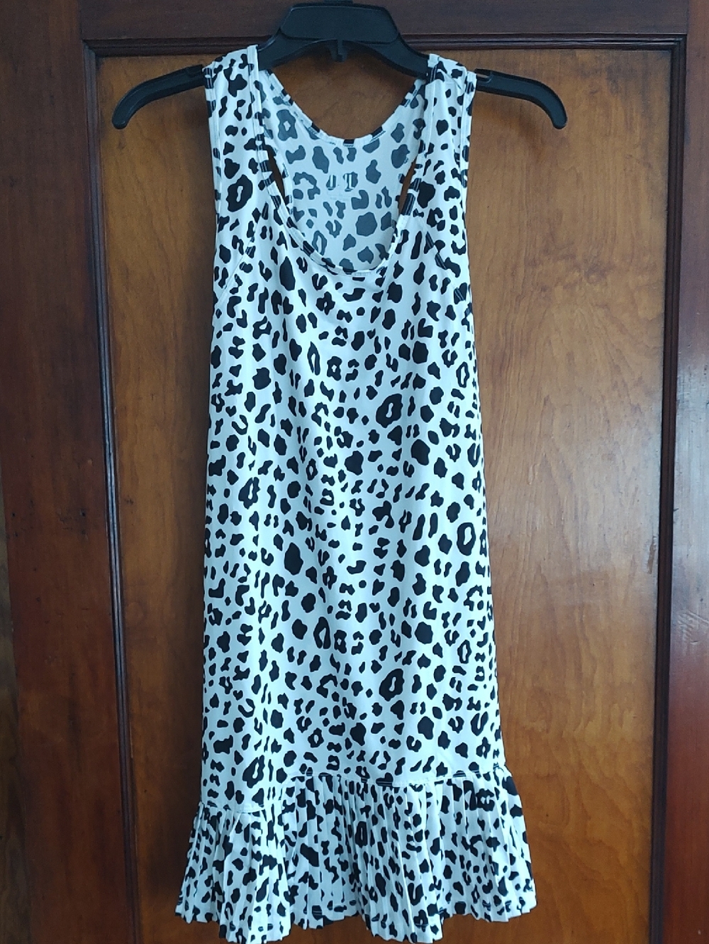 Tail Black and White Leopard Ruffle-Hem Mini Dress